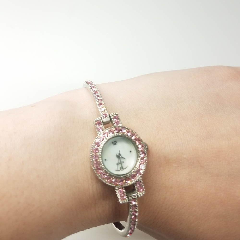 Pink Rhinestone Stainless Steel Watch - Picture 9 of 11
